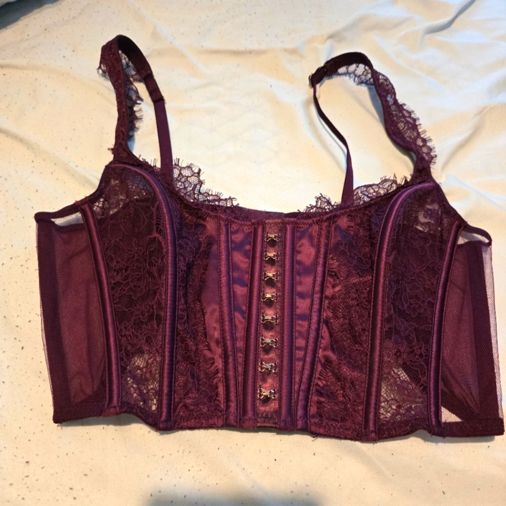 Elegant Lace Burgundy Corset Top